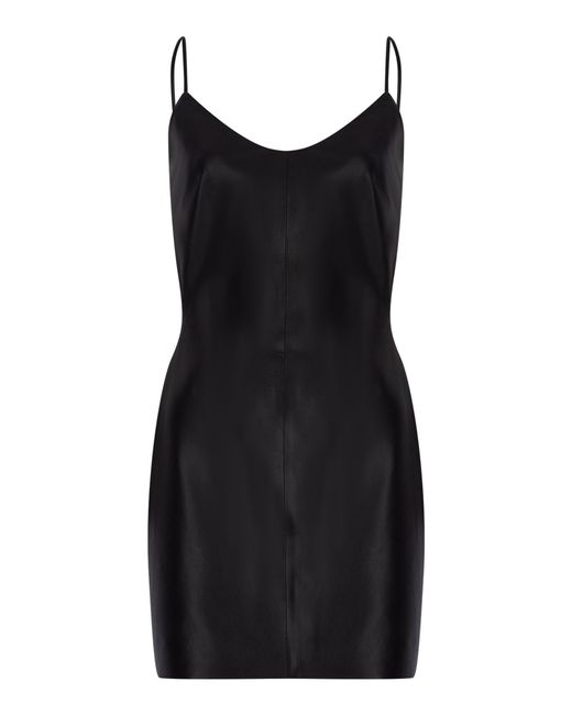 Zeynep Arcay Black Backless Leather Mini Party Dress