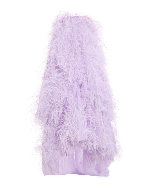 Atelier Prabal Gurung Purple Silk Satin-Faced Organza Strapless Cocoon Dress