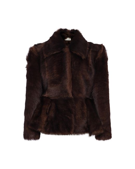 Magda Butrym Black Relaxed Leather Shearling Jacket