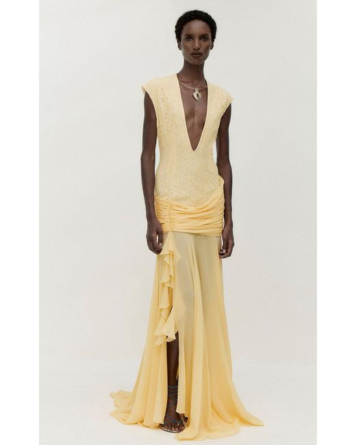 De La Vali Natural Fiora Cotton-Blend Maxi Dress