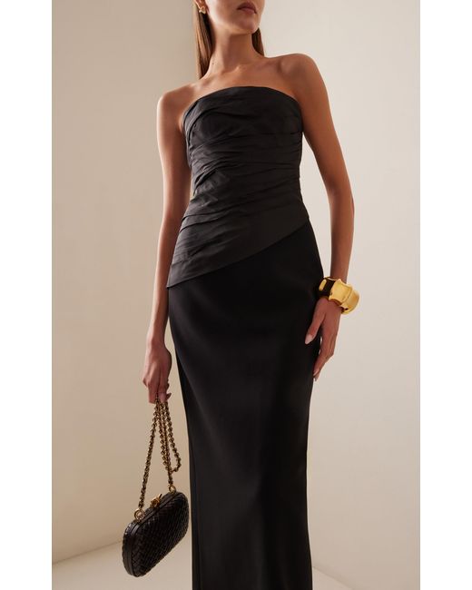 Carolina Herrera Black Strapless Ruched Gown