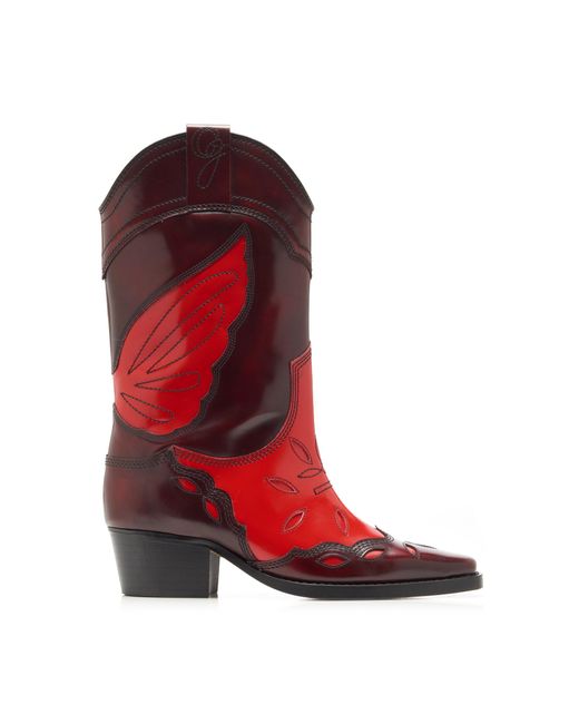 Ganni Red High Texas Boots