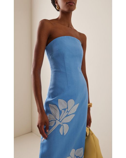 Significant Other Tammy Strapless Linen-Blend Midi Dress in Blue | Lyst Australia Significant Other Tammy Strapless Linen-Blend Midi Dress in Blue | Lyst Australia