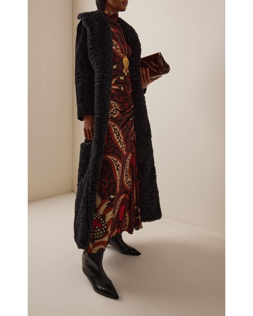 Johanna Ortiz Black Espesura Shearling Coat