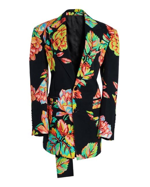 Christopher John Rogers Multicolor Cinched Printed Cotton Blazer