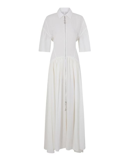 Rabanne White Drop-Waist Crepe Maxi Dress