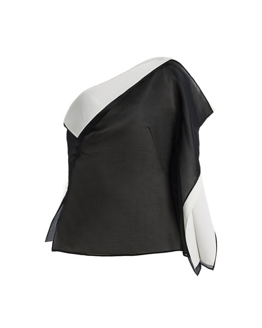 Rohe Black Sculptural Double-Layered Silk Organza Top