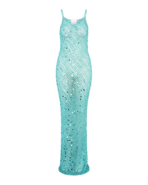 Paris Georgia Blue Vera Crochet Sequined Dress And Shrug