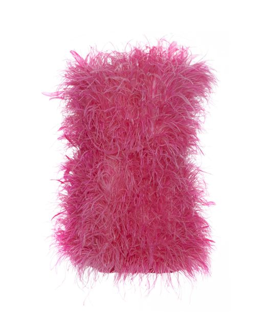 The Attico Pink Feather-trimmed Minidress