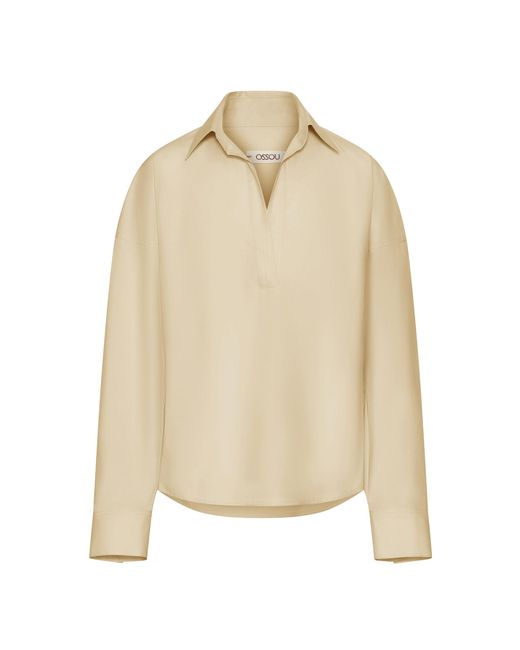 OSSOU Natural Maren Collared Cotton Top