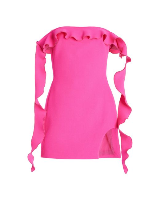 David Koma Pink Ruffled Off-the-shoulder Mini Dress