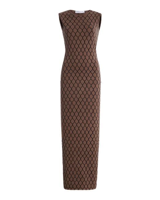 Marie Adam-Leenaerdt Brown Resille Sequined Knit Maxi Dress