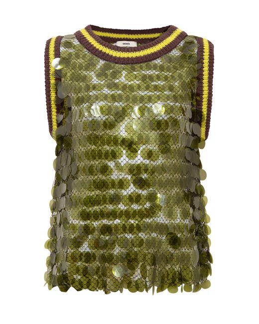 Siedres Green Plume Sequined Top