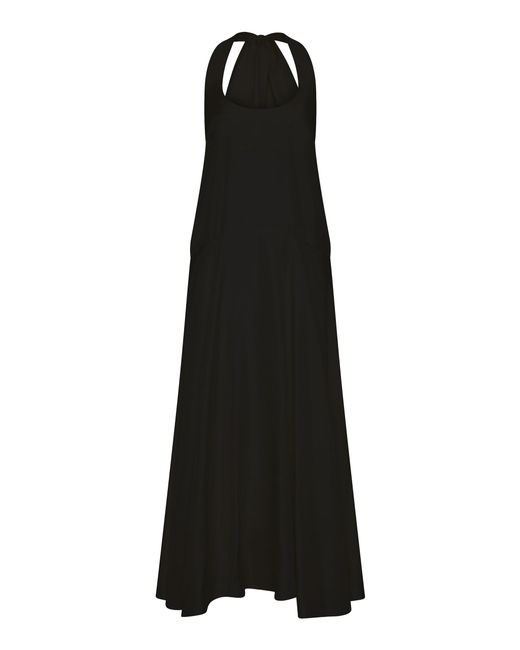 St. Agni Black Twill Tassel Silk Halter Dress