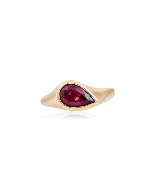 Jacquie Aiche Pink 14K Tilted Dark Tourmaline Teardrop Ring