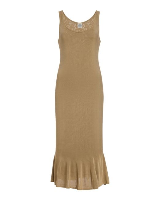 Totême Natural Fluted Hem Midi Dress