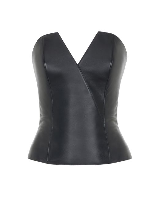 Ralph Lauren Black Harling Leather Bustier Top