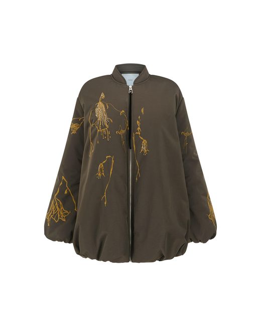Harris Tapper Green Chloe Laminated Nylon Bomber Jacket