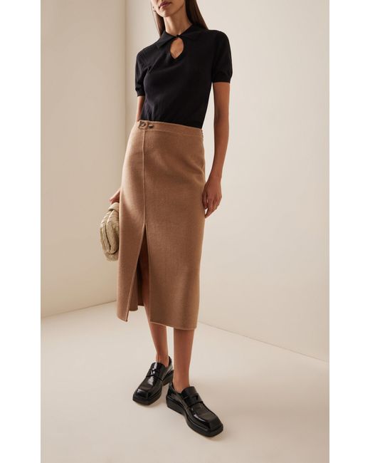 Proenza Schouler Brown Adrian Brushed Wool Midi Skirt