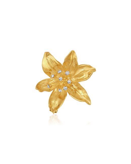 Oscar de la Renta Metallic Lily Crystal Barrette