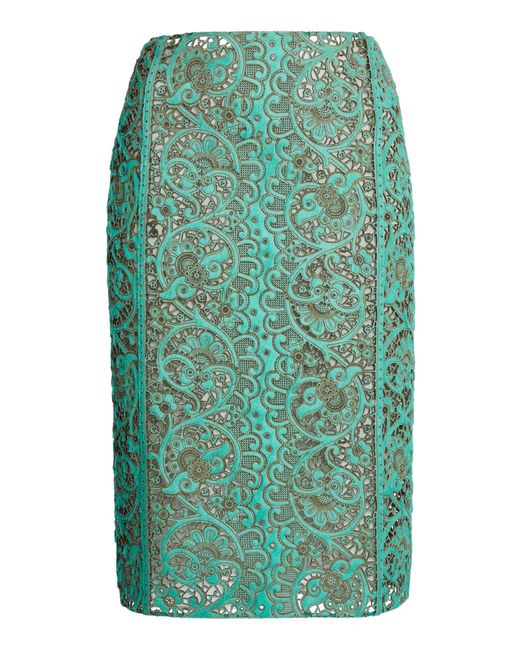 Christopher Esber Green Venise Lasercut Leather Maxi Skirt
