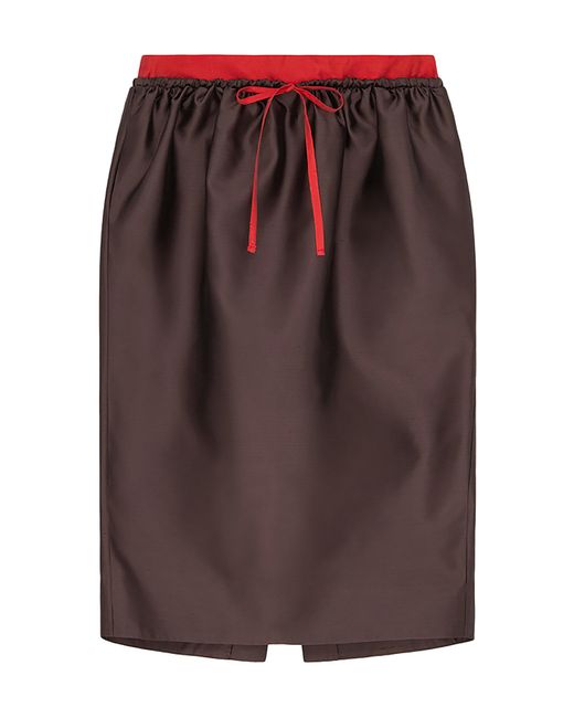 16Arlington Brown Elyra Silk Midi Skirt