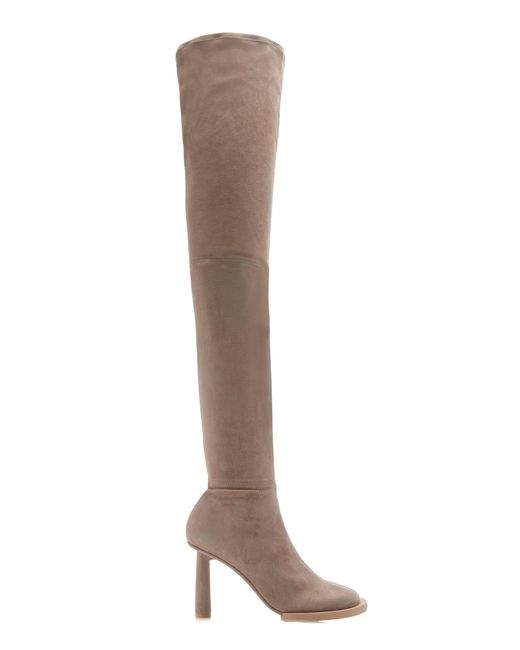 Jacquemus Natural Les Carre Rond Asymmetric Suede Over-the-knee Boots