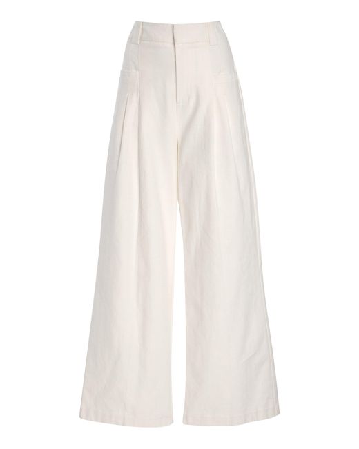 Third Form White Fusion Pleated Cotton Wide-Leg Pants