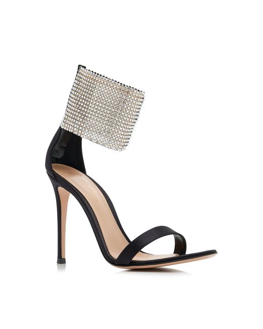 Gianvito Rossi Black Crystal-Embellished Satin Sandals