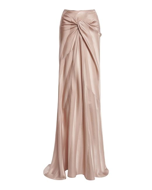 Dries Van Noten Natural Smila Striped Silk Maxi Skirt