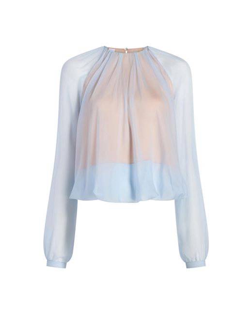 Marina Moscone White Layered Silk Top