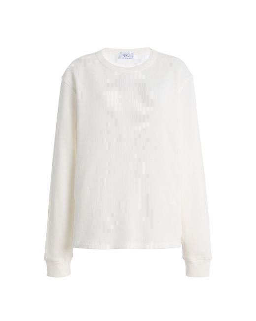 With Nothing Underneath White Bessette Waffled Cotton Top
