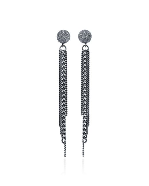 Sheryl Lowe Metallic Fringed Sterling Silver Diamond Earrings