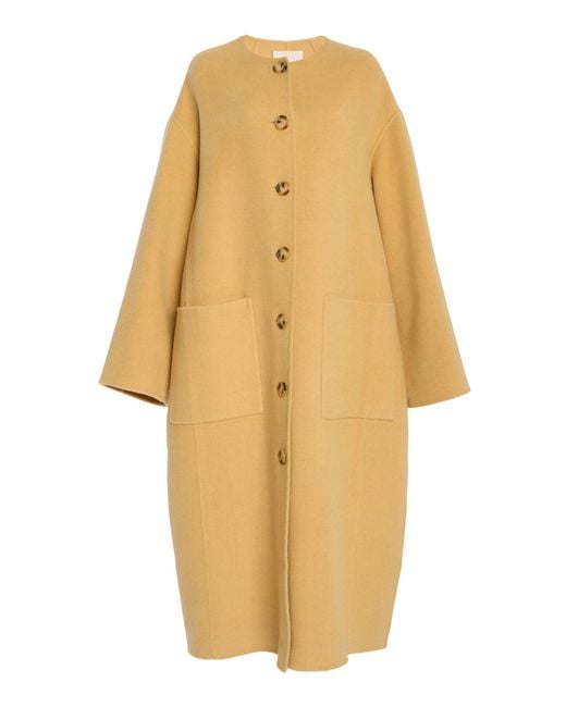 Ulla Johnson Yellow Fernanda Double Faced Wool Oversized Coat