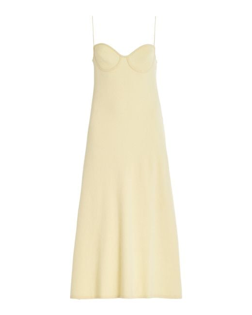 Lisa Yang White Ally Knit Cashmere Midi Dress