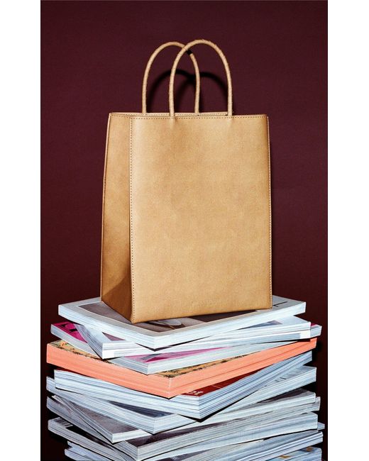 Bottega Veneta Natural Small Paper Leather Shopping Bag