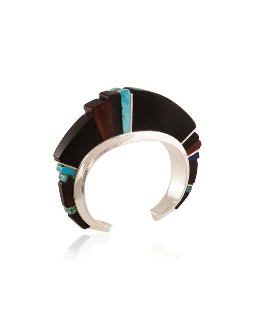 Mahnaz Collection Black 18K Height Inlay Cuff; By Master Goldsmith Sonwai (Hopi) 2020