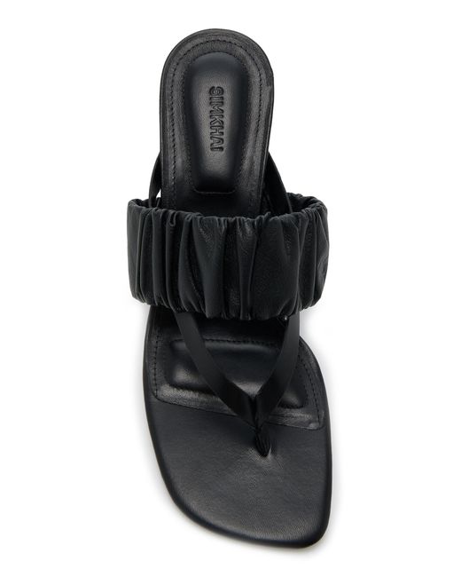Jonathan Simkhai Black Tamar Ruched Leather Sandals