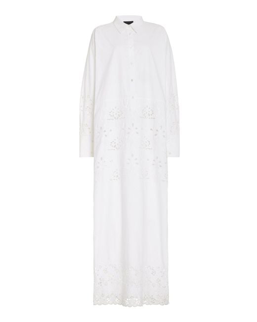 Nili Lotan White Louanne Embroidered Cotton Poplin Maxi Dress