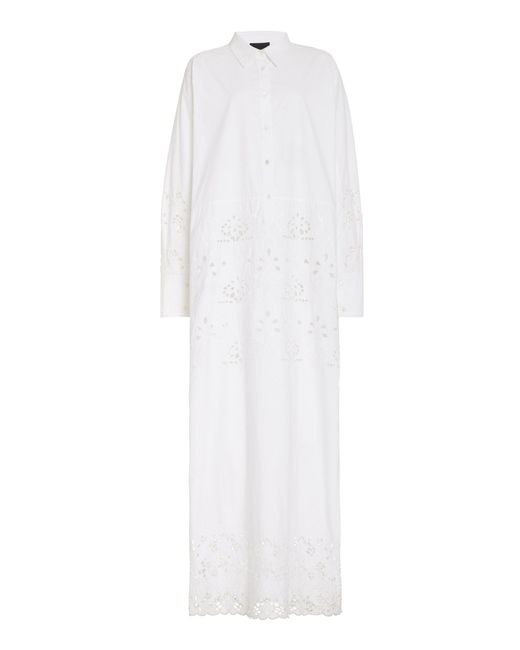 Nili Lotan White Louanne Embroidered Cotton Poplin Maxi Dress