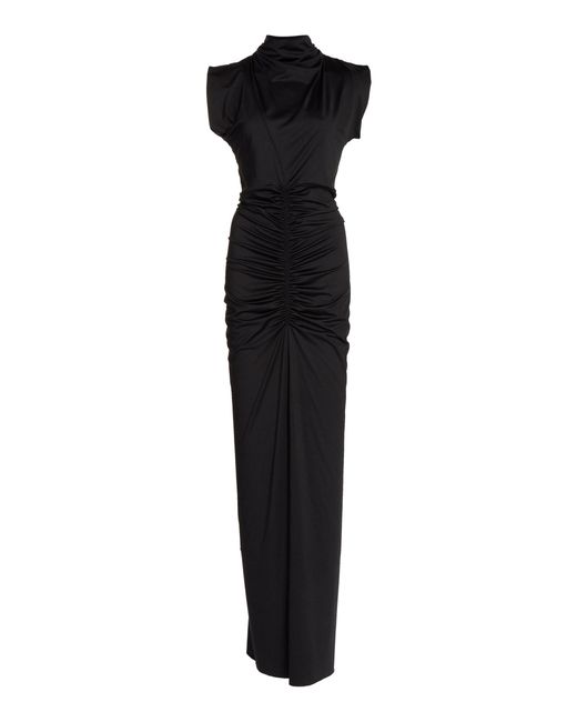 Victoria Beckham Black Ruched Jersey Gown