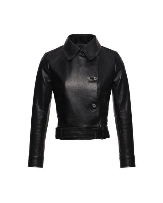 Magda Butrym Black High Neck Sheep Leather Jacket