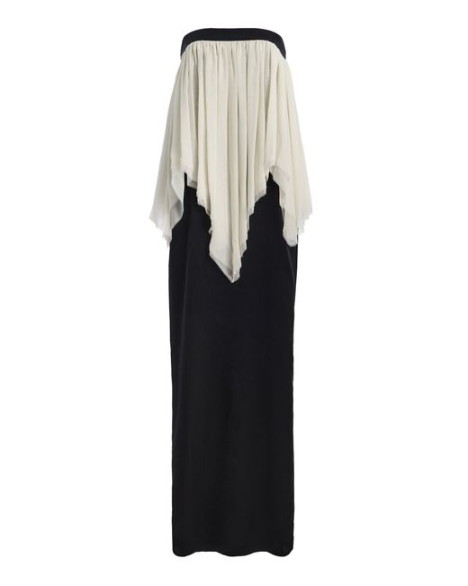 Mel Usine White Reliquaire Silk Strapless Handkerchief Gown