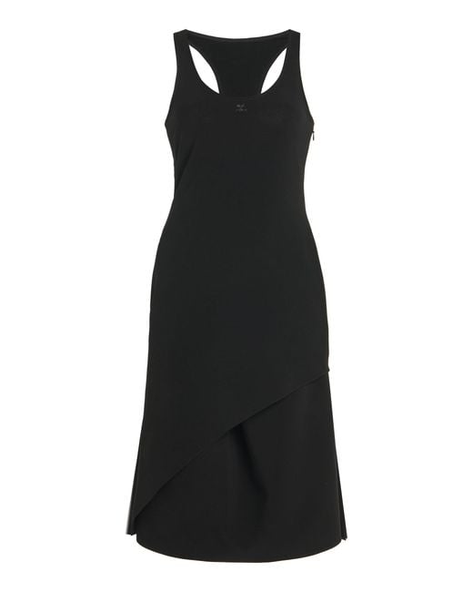 Courreges Black Infinity Pleats Crepe Midi Dress