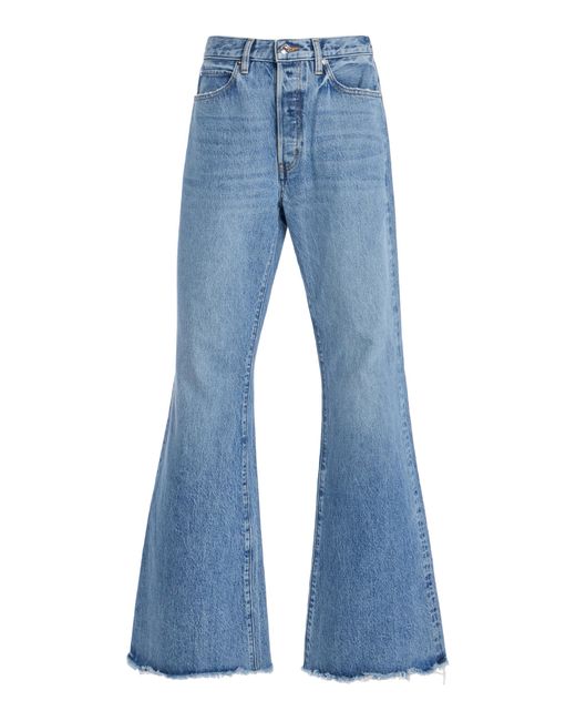 FRAME Blue The Lax Frayed Flared Jeans