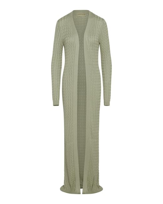 AYA MUSE Green Mira Cable-knit Silk-blend Cardigan