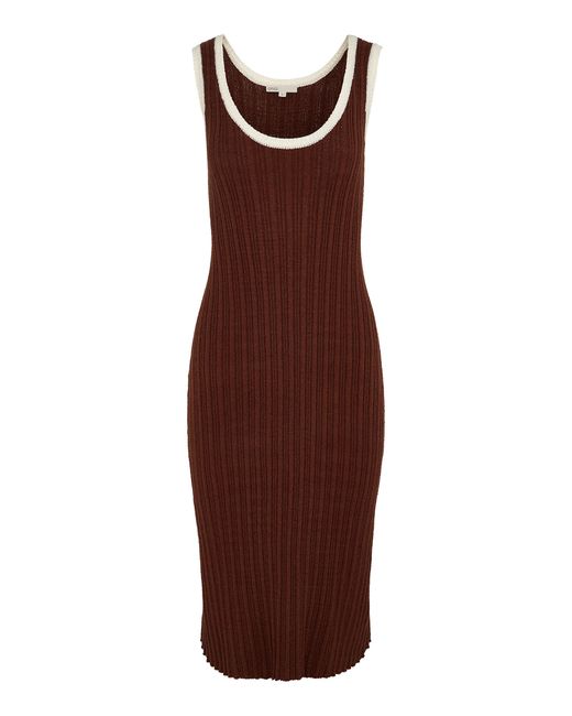 Onia Brown Tank Cotton Boucle Midi Dress