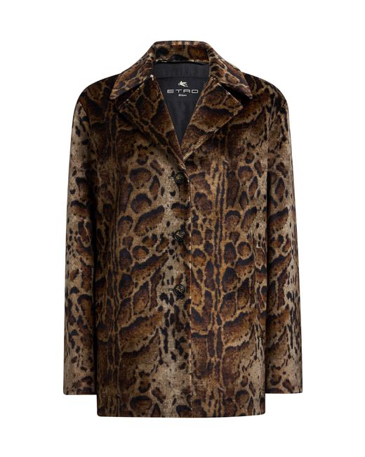 Etro Brown Printed Cotton-Blend Jacket