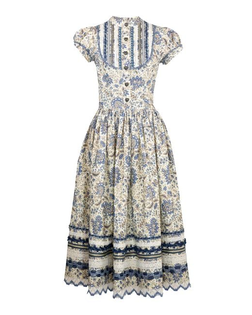 Lena Hoschek White Gretl Cotton Midi Dress