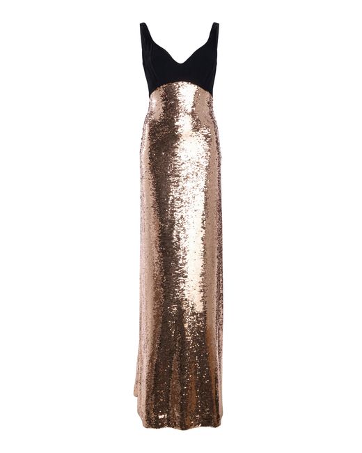Monique Lhuillier Multicolor Silk-Blend Color-Block Sleeveless Maxi Dress